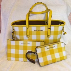 Michael KORS GINGHAM travel Drawstring Tote